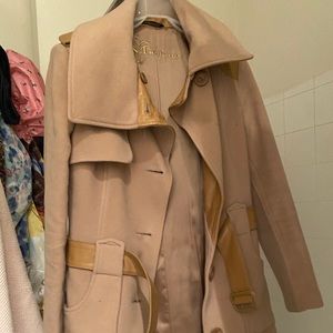 Vintage Tan Wool and Leather Mackage Coat